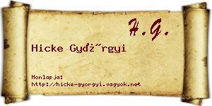 Hicke Györgyi névjegykártya